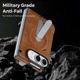 iPhone Duo | Leather Magnetic Stand Case - Brown