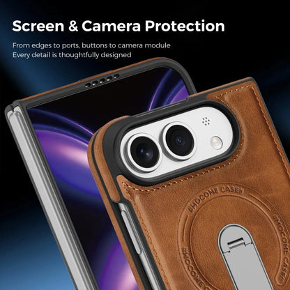 iPhone Duo | Leather Magnetic Stand Case - Brown