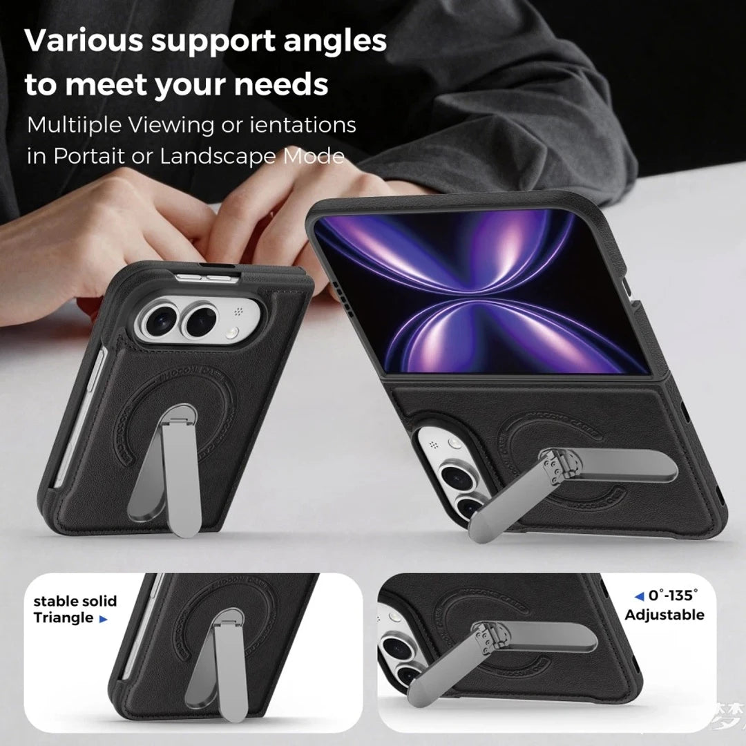 iPhone Duo | Leather Magnetic Stand Case - Black
