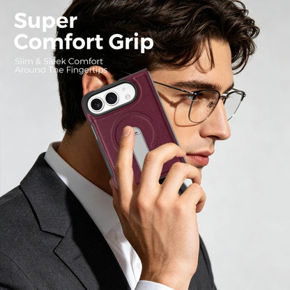 iPhone Duo | Leather Magnetic Stand Case - Cherry Red