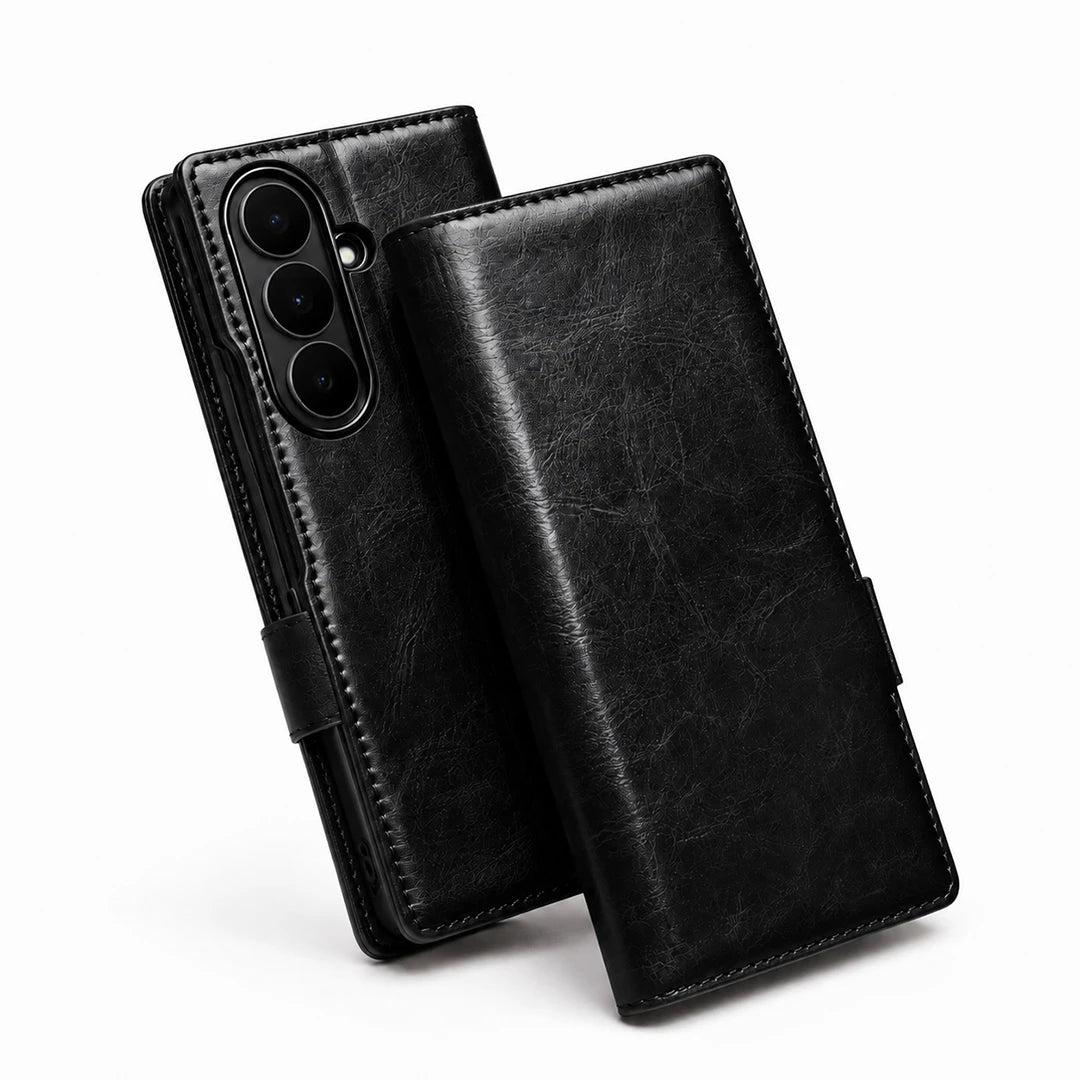 Galaxy Z Fold8 Ultra | Genuine Leather Wallet Case - Black
