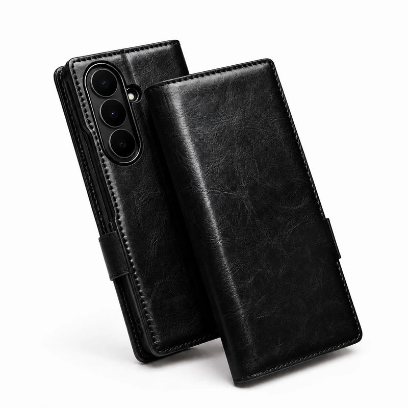 Galaxy Z Fold8 Ultra | Genuine Leather Wallet Case - Black