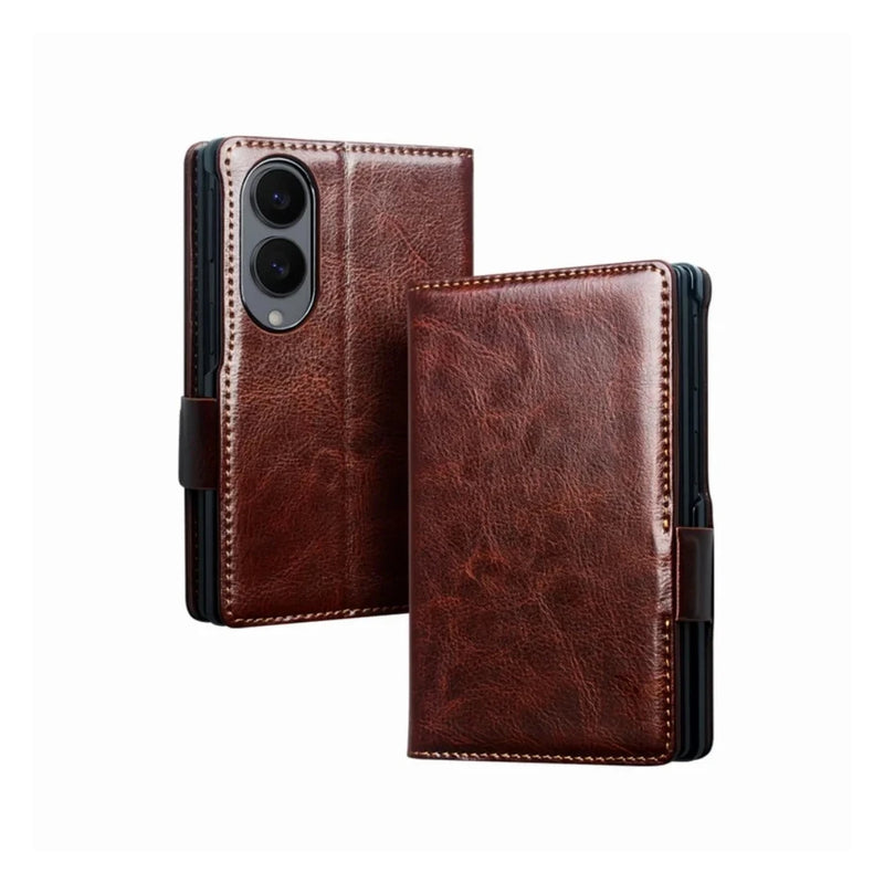 Galaxy Z Fold8 | Genuine Leather Wallet Case - Black