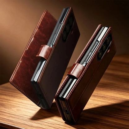 Galaxy Z Fold8 Ultra | Genuine Leather Wallet Case - Brown