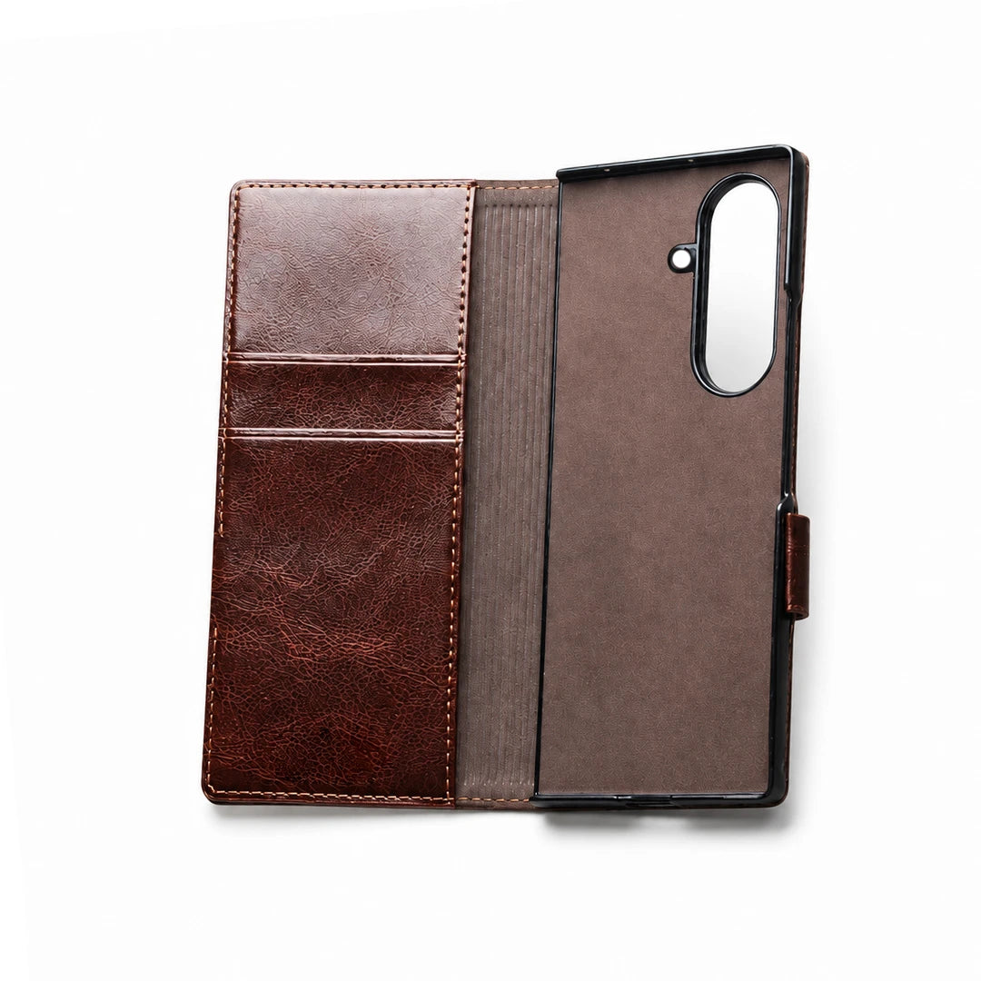 Galaxy Z Fold8 Ultra | Genuine Leather Wallet Case - Brown