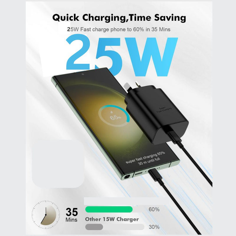25W USB-C PD3.0 Wall Adapter for Samsung