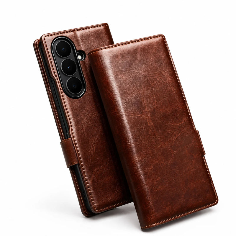 Galaxy Z Fold8 Ultra | Genuine Leather Wallet Case - Brown